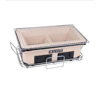 Ecoodisk Charcoal Grill, Rectangular Japanese Korean Ceramic Hibachi BBQ Table Grill Table Top Yakiniku Grill Inner Charcoal Grill40*24CM,A