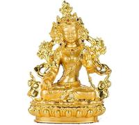 Ecoodisk Craft small Buddha statue, White Tara Guanyin Buddha statue gems Buddhist supplies ornaments, White Tara Buddha statue Tibetan Tantra gold-plated 5.9 inch