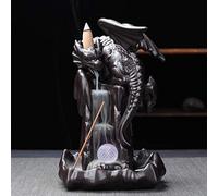 Ecoodisk Dragon backflow incense table ceramic incense burner mountain and river countercurrent incense table home decoration (dragon with LED ball).