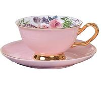Ecoodisk Game Coffee Cup Porcelain Colour, Exquisite Gold Trimmed European Cup Glazed Cup and Saucer Set Afternoon Tea Set Porcelain Coffee Cup Saucer Chinese 210ml.,A