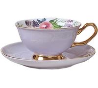 Ecoodisk Game Coffee Cup Porcelain Colour, Exquisite Gold Trimmed European Cup Glazed Cup and Saucer Set Afternoon Tea Set Porcelain Coffee Cup Saucer Chinese 210ml.,C