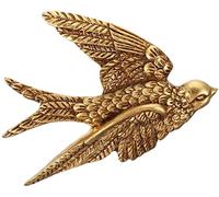 Ecoodisk Hanging Swallows Resin Flying Bird Sculptures Sparrow Birds Wall Decor Decoration for Bathroom Living Room Garden Wall Sculptures Gold 10 * 12cm