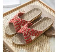 Ecoodisk Japanese-style straw slippers four seasons linen men and women home summer non-slip beach shoes home couple floor sandals and slippers women,B,40