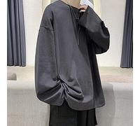 Ecoodisk Oversized Solid Men's Pullover Hoodie Men's Streetwear Harajuku Sweatshirt Long Sleeve Korean Women's-Dark Grey,XS