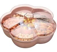 Ecoodisk Snack Storage Box Flower Shaped Snack Tray Snack Storage Box with Lid Food Fruit Storage Box Dried Fruit Container with 6 Compartments