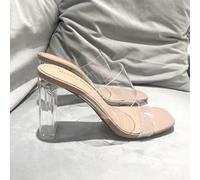 Ecoodisk Summer Women Pumps Sandals PVC Jelly Slippers Open Toe High Heels Women Transparent Perspex Slippers