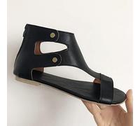 Ecoodisk Women Sandals Soft Leather Flat Sandals Shoes Women Plus Size Peep Toe Summer Sandals Casual Gladiator Beach Sandalias Mujer