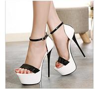 Ecoodisk Women Sexy Large Size Catwalk Sandals Women Summer Stiletto Platform Sexy High Heels Women Heels-White,37