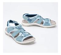 Ecoodisk Women Sport Sandals Solid Color Hollow Out Summer Casual Lady Sandalias Drawstring Adjustable Comfy Outdoor Beach Shoes-lightblue,38