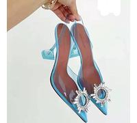 Ecoodisk Women Transparent Sandals 2022 Summer New Pointed Fashion Sexy Rhinestone Crystal High Heels Solid Color Sandals Female