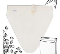 ecooe 1 Nut Milk Bag Made of Natural Hemp 28 x 30 cm, Nut Bag for Vegan Nut Milk, Almond Milk, Hazelnut Milk, Fine Mesh Filter Cloth, Washable for Fruit Juice & Coffee