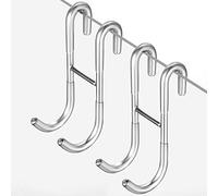 ecooe 2 Pack Shower Hooks, Over Door Bathroom Hook, No Drill Towel & Squeegee Holder with Anti-Scratch Silicone Cover for Bathroom Shower Screen