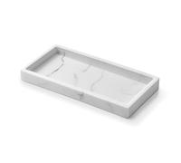 ecooe Bathroom Tray - Rectangle Resin Tray in White Marble Effect Decorative Tray for Bathroom, Kitchen or Dresser, Small Marble Tray for Soap, Jewelry (20×10cm)