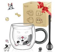 Ecooe Cute Dog Mug - Double Walled Glass Mug, 280ml Coffee Cup for Cappuccino, Latte, Milk Tea, Birthday, Christmas, Valentine's Day, Women, Men, Mum, Dad, Boys, Kids, Friends, Teacher, Dog Lovers
