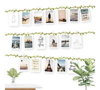Ecooe Photo Display String with Green Leaf and Pegs DIY Picture Frames Collage 3 Metre Jute Twine String and 30 pcs Mini Wooden Pegs
