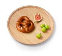 ecooe Round Bamboo Tray, Serving Plate with Non-Slip Pads for Cheese, Fruit, Snacks & Chocolate, Versatile Serving Tray for Kitchen, Living Room & Bathroom, Decorative Tray Diameter 30 cm