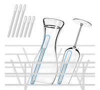 ecooe Set of 6 Bottle Holders for Dishwashers, Glass Holders with Extended Silicone Cap, Universal Dishwasher Insert for Wheat Glasses, Champagne Bottles, Beer Glasses etc. (17 cm, 11.5 cm)