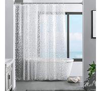 ecooe Shower Curtain Waterproof Mildew Resistant 180 x 180 cm Plastic Clear Shower Curtains 100% EVA Bath Curtain 3D Cobblestone 70 x 70 Inch with 12 Hooks Rings for Shower or Bathtub