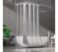 ecooe Shower Curtain Waterproof Mildew Resistant 180 x 200 cm Plastic Clear Shower Curtains 100% EVA Bath Curtain 3D Rhombus 70 x 78 Inch with 12 Hooks Rings for Shower or Bathtub