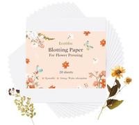Ecoofor Blotting Paper for Flower Press, 20 Sheets Highly Absorbent and Reusable Blotter Paper for Flower Press Paper Craft 9 x 9 inch, White