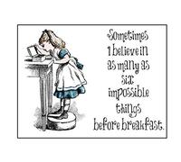 Ecool Alice in wonderland sometimes i believe in as many as six impossible things before breakfast retro shabby chic vintage style picture metal wall plaque sign (200mm x 150mm)
