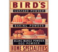 ecool Bird's custard baking blanc mange egg powder home specialities vintage style picture metal wall plaque sign (200mm x 150mm)