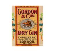 Ecool Gordon dry London gin pub bar man cave retro shabby chic vintage style picture metal wall plaque sign fridge magnet