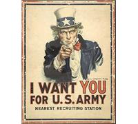 Ecool I want you for U.S army ww2 retro shabby chic vintage style picture metal wall plaque sign (200mm x 150mm)