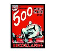 Ecool International 500 brooklands miles car race retro shabby chic vintage style picture metal wall plaque sign (200mm x 150mm)