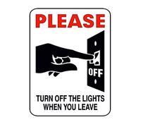 Ecool Please turn off the lights when you leave safety sign retro shabby chic vintage style picture metal wall plaque sign (150mm x 100mm)