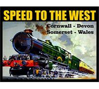 Ecool Speed to the west steam train cornwall devon somerset wales man cave retro shabby chic vintage style picture metal wall plaque sign (200mm x 150mm)