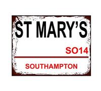 Ecool St Mary's Southampton retro shabby chic vintage style picture metal wall plaque sign (200mm x 150mm)