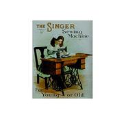 Ecool The Singer sewing machine for young or old retro shabby chic vintage style picture metal wall plaque sign fridge magnet