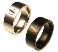 Ecooon 2pcs Flash ring for Season 5 fan Cosplay, lightening logo Fastest Man stainless steel ring band package for Men Boy Gift Jewelry, Precious Metal, No Gemstone