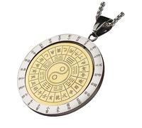 Ecooon 316L Stainless Steel Yin Yang necklace for men and women, life balance Rotating Chinese Zodiac Nine Palaces Tai Chi Bagua Amulet Fengshui protection Pendant Lucky Peace Symbol Jewelry
