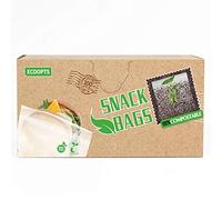 ECOOPTS 100 PCS Compostable Snack Bags - Ultra Strong Ziplock Bags (6.3x4 in)