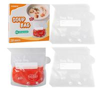 ECOOPTS 20 Soup & Sauce Freezer Bags | Unique Style Curry Soup Bag | Easy to Use | 500-1000ml Capacity