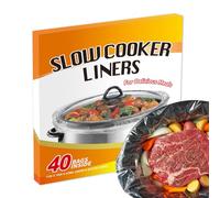 ECOOPTS Slow Cooker Liners Disposable Cooking Bags Small Size Pot Liners Fit 1QT to 3QT Suitable for Oval & Round Pot- 40 Bags