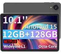 ECOPAD Android 15 Tablet, 10.1 Inch Tablets with Octa-core Processor,HD IPS Screen, 12GB RAM+128GB ROM, Support 1TB Expansion, Dual Band WiFi, BT 5.0,18W Fast Charge and Long-Lasting Battery,Black