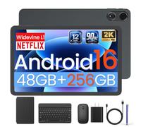 ECOPAD Android 16 Tablet with Keyboard/Mouse/Stylus, 12 Inch Tablets, Black | 48GB RAM (8+40) 256GB ROM, 2K Display 90Hz, 10000mAh Battery, Octa-Core, Dual Speakers, 13MP Camera, WiFi 6
