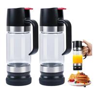 Ecopandy 2PACK 315ML/11oz glass honey pot drizzler, No Drip Honey Maple Syrup Dispenser with Handle, High Borosilicate Glass Clear Honey Jar Pot for Honey, Syrup, Jam, Spices Home Kitchen Cofffee Bar