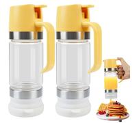 Ecopandy 315ML/11oz Glass Honey Dispenser No Drip, No Drip Honey Maple Syrup Dispenser with Handle, High Borosilicate Glass Clear Honey Jar Pot for Honey, Syrup, Jam, Spices Home Kitchen (2* YELLOW)