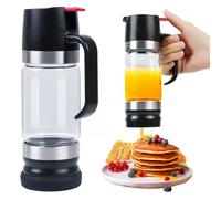 Ecopandy 315ML/11oz Glass Honey Dispenser No Drip, No Drip Honey Maple Syrup Dispenser with Handle, High Borosilicate Glass Clear Honey Jar Pot for Honey, Syrup, Jam, Spices Home Kitchen (1* Black)