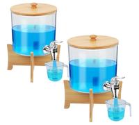 Ecopandy 4.5 L Laundry Storage Container Set With faucet, 2 PACK Laundry Storage Containers With Labels Bamboo Lids, Detergent Dispenser with Stand, Measuring cup