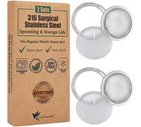 EcoPeaceful 316 Surgical Stainless Steel Sprouting Lids for Regular Mouth Mason Jars - Rust-Proof, BPA-free - Curved Mesh Lids for Canning Jars