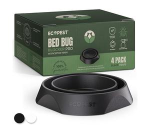 EcoPest Bed Bug Interceptors - 4 Pack | Bed Bug Blocker (Pro) Interceptor Traps (Black)