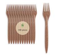 ECOPICNIC 100 Pack Dark Brown Disposable WPC Forks | Sustainable Biodegradable Wooden-Style Forks Perfect for Catering Events and Takeaway Durable and Elegant