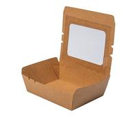 ECOPICNIC 50 Pack Kraft Lunch Boxes with Windowed Lid 1200 ml | Disposable Food Containers for Salads, Snacks, Lunch, Eco-Friendly Takeaway Packaging