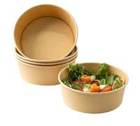 ECOPICNIC 50 Pack Kraft Salad Bowls 1100 ml | Disposable Paper Food Containers for Salads, Soups, Ice Cream, and Takeaway, Eco-Friendly Biodegradable Serving Bowls