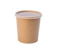 ECOPICNIC 500 Pack Kraft Paper Soup Containers with PP Lids 750 ml | Disposable Bowls for Hot and Cold Food, Takeaway Cups, Eco-Friendly Biodegradable Microwavable and Freezer-Safe
